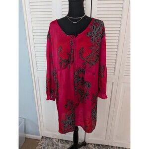 Whimsigoth Blouse in Vibrant Pink, Rose Red, Black and Gray